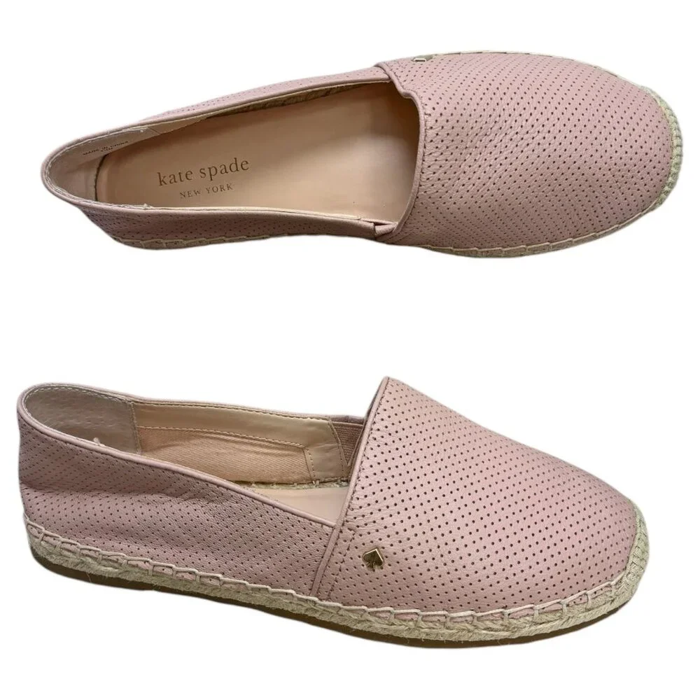 kate Spade‎ NY Gianna Pink Perforated Leather Espadrille NWOB